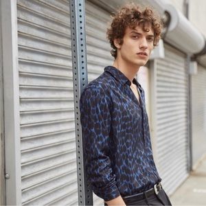 The Kooples blue leopard viscose shirt - small